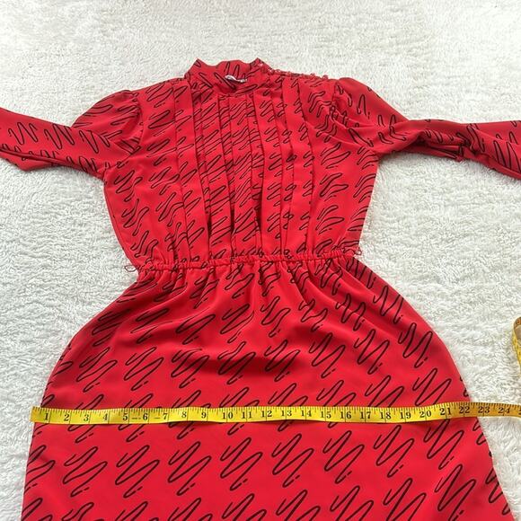 Vintage Kenny Classics belted red and black patterned secretary dress, s-med - Picture 8 of 10